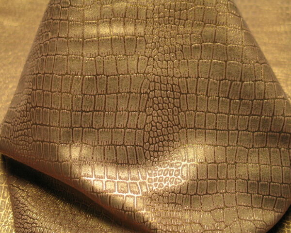 metallic Imprint Small Croc Brown With Metallic Bronze