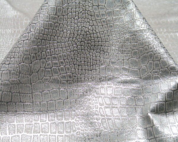 metallic Imprint Small Croc Taupe With Metallic Silver