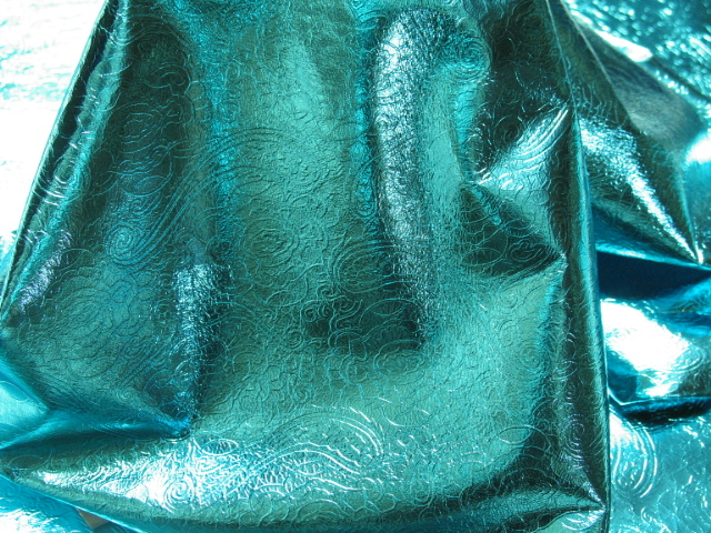 Metallic Finish Imprinted Turquoise | Italian Finished Leather Hides