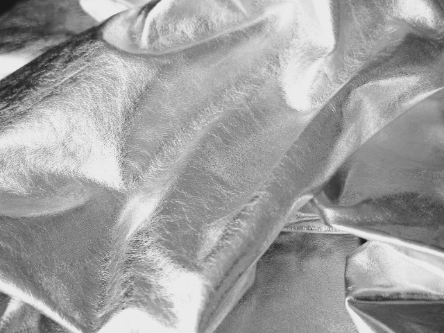 Silver Acid Wash Leather Hide Upcycled Crystal Embellished Genuine
